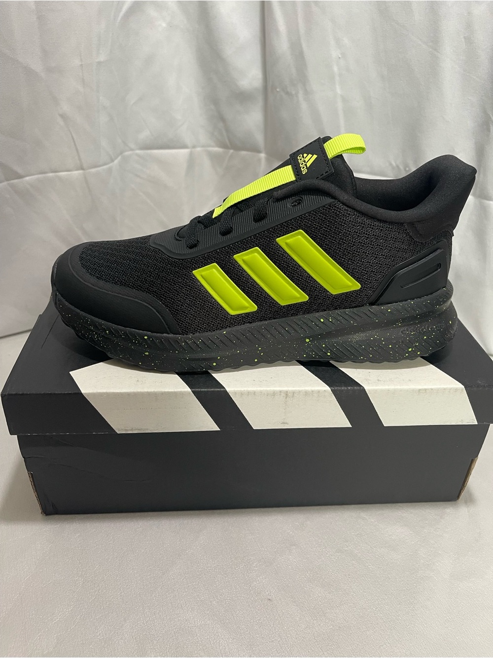 Adidas X_PLR Path K Kids Sneakers Black Volt Green Size 4 NIB KJ1817 NEW